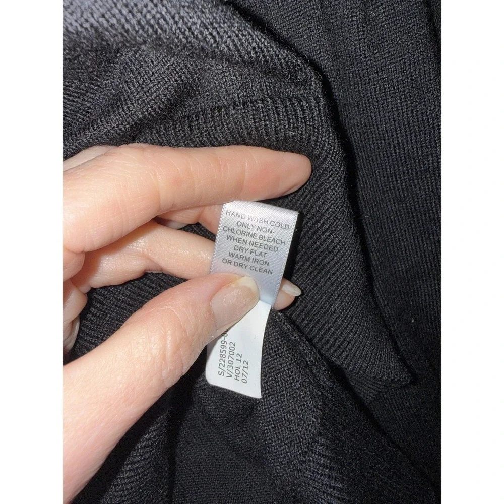 Banana Republic Sweater Mens XL Black Merino Wool Quarter Zip‎ Mock Neck HOLE